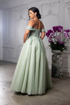 Load image into Gallery viewer, Wholesale Off Shoulder A-Line Prom Dress Glitter Tulle Lace Appliqué Corset Back by LA2176 - - Prom Dress LA Merchandise