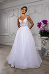 Load image into Gallery viewer, Wholesale Embellished Tulle A-Line Wedding Gown with Illusion Corset Bodice By LA2178 - - Wedding Dresses LA Merchandise