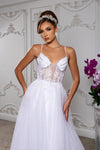 Load image into Gallery viewer, Wholesale Embellished Tulle A-Line Wedding Gown with Illusion Corset Bodice By LA2178 - - Wedding Dresses LA Merchandise