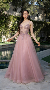Wholesale A-Line Gown with Beaded Bodice & Spaghetti Straps Evening Dress By LA2178