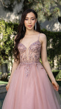 Load image into Gallery viewer, Wholesale A-Line Gown with Beaded Bodice &amp; Spaghetti Straps Evening Dress By LA2178