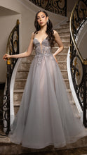 Load image into Gallery viewer, Wholesale A-Line Gown with Beaded Bodice &amp; Spaghetti Straps Evening Dress By LA2178