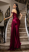 Load image into Gallery viewer, Wholesale Off-Shoulder Sequin Appliqué Satin Evening Gown Formal Dress By LA2179