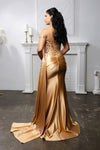 Load image into Gallery viewer, Wholesale Off-Shoulder Sequin Appliqué Satin Evening Gown Formal Dress By LA2179 - - Prom Dress LA Merchandise