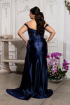 Load image into Gallery viewer, Wholesale Off-Shoulder Sequin Appliqué Satin Evening Gown Formal Dress By LA2179 - - Prom Dress LA Merchandise