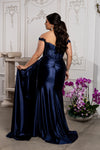 Load image into Gallery viewer, Wholesale Off-Shoulder Sequin Appliqué Satin Evening Gown Formal Dress By LA2179 - - Prom Dress LA Merchandise