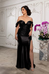 Load image into Gallery viewer, Wholesale Plus Size Off Shoulder Satin Mermaid Evening Gown with Lace Corset Bodice by LA2181B - - Prom Dress LA Merchandise