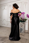 Load image into Gallery viewer, Wholesale Plus Size Off Shoulder Satin Mermaid Evening Gown with Lace Corset Bodice by LA2181B - - Prom Dress LA Merchandise