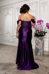 Load image into Gallery viewer, Wholesale Plus Size Off Shoulder Satin Mermaid Evening Gown with Lace Corset Bodice by LA2181B - - Prom Dress LA Merchandise
