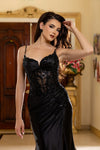 Load image into Gallery viewer, Satin Corset Evening Prom Dress with Slit and Lace-Up Back By LA2183