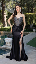 Load image into Gallery viewer, Wholesale Strapless Rhinestone Corset Evening Gown with High Slit Formal Prom Dress By LA2184