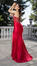 Load image into Gallery viewer, Wholesale Strapless Rhinestone Corset Evening Gown with High Slit Formal Prom Dress By LA2184