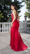 Load image into Gallery viewer, Wholesale Strapless Rhinestone Corset Evening Gown with High Slit Formal Prom Dress By LA2184