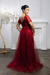 Load image into Gallery viewer, Wholesale Beaded Short Sleeve Mother of the Bride Gown with V-Back Floor Length by LA2185 - - Mother of the Bride Dress LA Merchandise