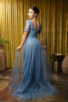 Load image into Gallery viewer, Wholesale Beaded Short Sleeve Mother of the Bride Gown with V-Back Floor Length by LA2185 - - Mother of the Bride Dress LA Merchandise