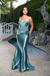Load image into Gallery viewer, Wholesale Strapless Satin Corset Mermaid Evening Gown with Beaded Bodice Prom Dress by LA2186