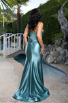 Load image into Gallery viewer, Wholesale Strapless Satin Corset Mermaid Evening Gown with Beaded Bodice Prom Dress by LA2186
