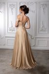 Load image into Gallery viewer, Wholesale Off Shoulder Satin Dress with High Slit Pockets &amp; Corset Lace-Up Back by LA2187 - - Prom Dress LA Merchandise