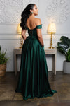 Load image into Gallery viewer, Wholesale Off Shoulder Satin Dress with High Slit Pockets &amp; Corset Lace-Up Back by LA2187 - - Prom Dress LA Merchandise