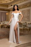 Load image into Gallery viewer, Wholesale Off Shoulder Wedding Dress with Corset Back &amp; High Slit A-Line Bridal Gown by LA2187 - - Wedding Dresses LA Merchandise