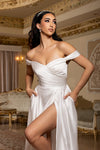 Load image into Gallery viewer, Wholesale Off Shoulder Wedding Dress with Corset Back &amp; High Slit A-Line Bridal Gown by LA2187 - - Wedding Dresses LA Merchandise