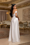 Load image into Gallery viewer, Wholesale Off Shoulder Wedding Dress with Corset Back &amp; High Slit A-Line Bridal Gown by LA2187 - - Wedding Dresses LA Merchandise