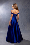 Load image into Gallery viewer, Wholesale Plus Size Off-Shoulder Satin Dress with High Slit &amp; Pockets by LA2187B - - Prom Dress LA Merchandise