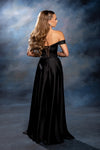 Load image into Gallery viewer, Wholesale Plus Size Off-Shoulder Satin Dress with High Slit &amp; Pockets by LA2187B - - Prom Dress LA Merchandise