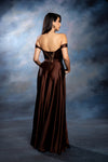 Load image into Gallery viewer, Wholesale Plus Size Off-Shoulder Satin Dress with High Slit &amp; Pockets by LA2187B - - Prom Dress LA Merchandise
