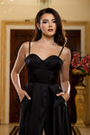 Load image into Gallery viewer, Wholesale Satin Corset Bodice Evening Gown with Spaghetti Straps Lace-Up Back by LA2188 - - Bridemaids Dress LA Merchandise