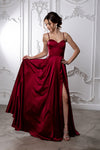 Load image into Gallery viewer, Wholesale Satin Corset Bodice Evening Gown with Spaghetti Straps Lace-Up Back by LA2188 - - Bridemaids Dress LA Merchandise