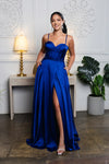 Load image into Gallery viewer, Wholesale Satin Corset Bodice Evening Gown with Spaghetti Straps Lace-Up Back by LA2188 - ROYALBLUE - Bridemaids Dress LA Merchandise