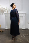 Load image into Gallery viewer, Wholesale Lace Bodice Pleated Chiffon Midi Dress 3/4 Sleeve Mother of the Bride Dress by LA2189