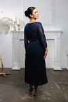 Load image into Gallery viewer, Wholesale Lace Bodice Pleated Chiffon Midi Dress 3/4 Sleeve Mother of the Bride Dress by LA2189