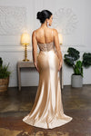 Load image into Gallery viewer, Wholesale Beaded Corset Satin Evening Gown with High Slit Spaghetti Strap Prom Dress by LA2190 - - Prom Dresses LA Merchandise