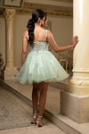 Load image into Gallery viewer, Wholesale A-Line Homecoming Dress Glitter Tulle Beaded Lace Bodice Spaghetti Straps by LA2192 - - Short Dresses LA Merchandise