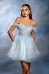 Load image into Gallery viewer, Wholesale Beaded Short Homecoming Dress with Tulle Skirt Off-Shoulder Corset Dress by LA2193 - - Short Dresses LA Merchandise