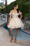 Load image into Gallery viewer, Wholesale Beaded Short Homecoming Dress with Tulle Skirt Off-Shoulder Corset Dress by LA2193 - - Short Dresses LA Merchandise