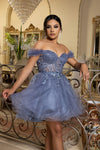 Load image into Gallery viewer, Wholesale Beaded Short Homecoming Dress with Tulle Skirt Off-Shoulder Corset Dress by LA2193 - - Short Dresses LA Merchandise