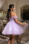 Load image into Gallery viewer, Wholesale Beaded Short Homecoming Dress with Tulle Skirt Off-Shoulder Corset Dress by LA2193 - - Short Dresses LA Merchandise
