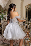Load image into Gallery viewer, Wholesale Beaded Short Homecoming Dress with Tulle Skirt Off-Shoulder Corset Dress by LA2193 - - Short Dresses LA Merchandise