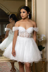 Load image into Gallery viewer, Wholesale Beaded Short Homecoming Dress with Tulle Skirt Off-Shoulder Corset Dress by LA2193 - - Short Dresses LA Merchandise