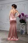 Load image into Gallery viewer, Wholesale Satin Mermaid Gown with Lace Bodice &amp; High Slit Spaghetti Strap Formal Dress by LA2194 - - Dress LA Merchandise