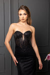 Load image into Gallery viewer, Wholesale Strapless Sequin Corset Evening Gown Formal Prom Dress By LA2195