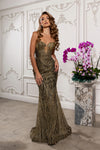 Load image into Gallery viewer, Wholesale Strapless Sequin Corset Evening Gown Formal Prom Dress By LA2195