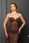 Load image into Gallery viewer, Wholesale Strapless Sequin Corset Evening Gown Formal Prom Dress By LA2195