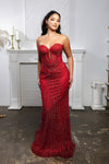 Load image into Gallery viewer, Wholesale Strapless Sequin Corset Evening Gown Formal Prom Dress By LA2195