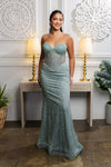 Load image into Gallery viewer, Wholesale Strapless Sequin Corset Evening Gown Formal Prom Dress By LA2195