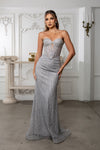 Load image into Gallery viewer, Wholesale Strapless Sequin Corset Evening Gown Formal Prom Dress By LA2195