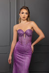 Load image into Gallery viewer, Wholesale Strapless Sequin Corset Evening Gown Formal Prom Dress By LA2195
